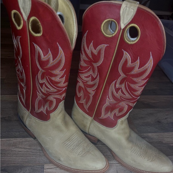 Justin Boots - Tan and Red Western Boots - Picture 7 of 7